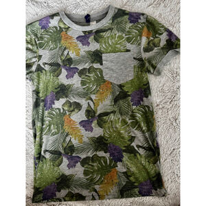 Divided H&M Men’s XS Grey Marl and Floral Pocket Tee